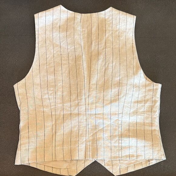 Astr The Label Natural Black Linen Striped Vest size Large NWT - Picture 8 of 10